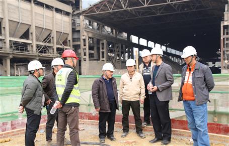 唐峰、何勇到魚峰水泥技改項目調研指導