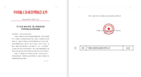 16星！冶建公司履約能力和信用表現(xiàn)良好